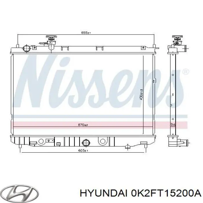 Радіатор охолодження Hyundai/Kia 0K2FT15200A