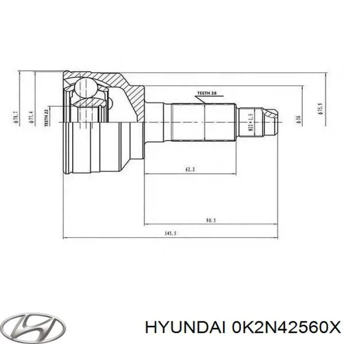 0K2N42560X Hyundai/Kia Привід лівий