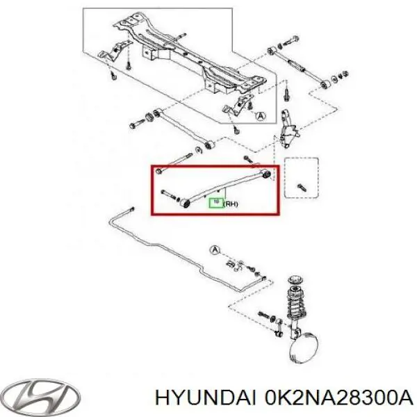 0K2NA28300A Hyundai/Kia тяга поздовжня задньої підвіски, права
