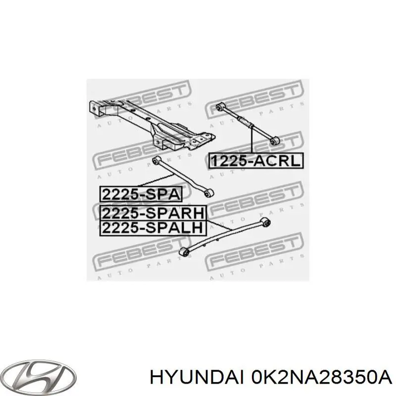 0K2NA28350A Hyundai/Kia тяга поздовжня задньої підвіски, ліва