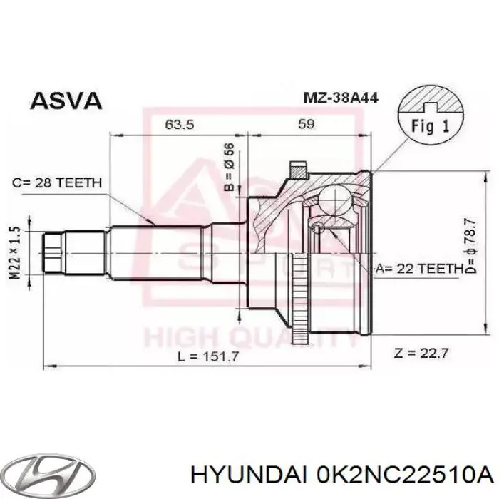 Купити 0K2NC22510A Hyundai/Kia ШРКШ зовнішній передній, правий