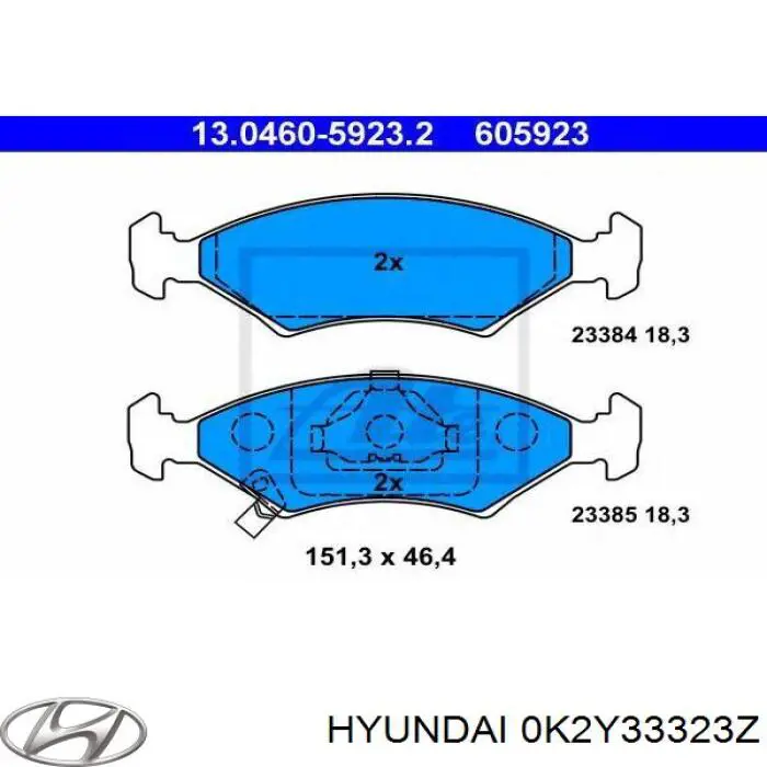 Колодки гальмівні передні, дискові 0K2Y33323Z Hyundai/Kia