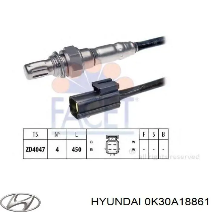 Купити 0K30A18861 Hyundai/Kia Лямбдазонд, датчик кисню до каталізатора