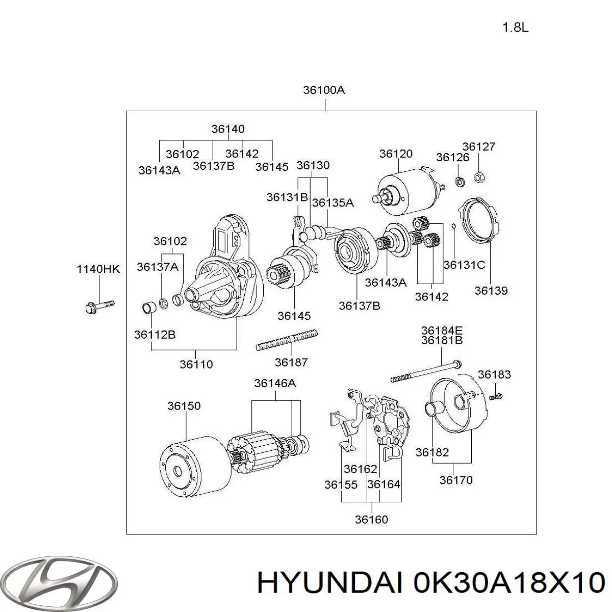 0K30A18X10 Hyundai/Kia Тягове реле стартера