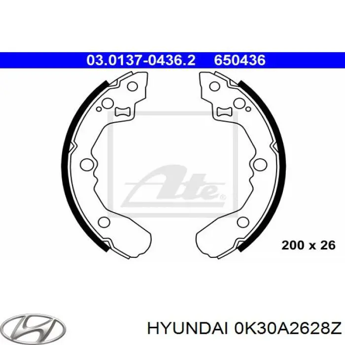 Купити 0K30A2628Z Hyundai/Kia Колодки гальмові задні, барабанні