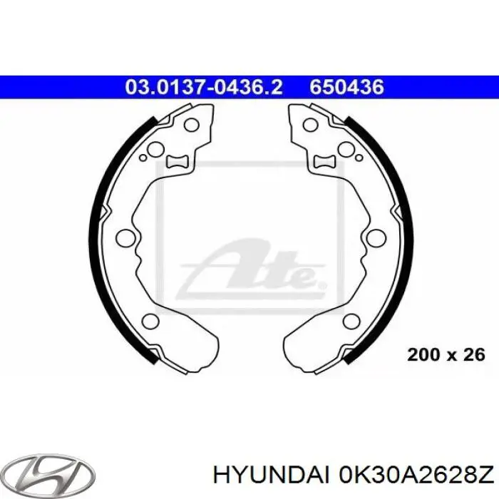 0K30A2628Z Hyundai/Kia Колодки гальмівні задні, барабанні