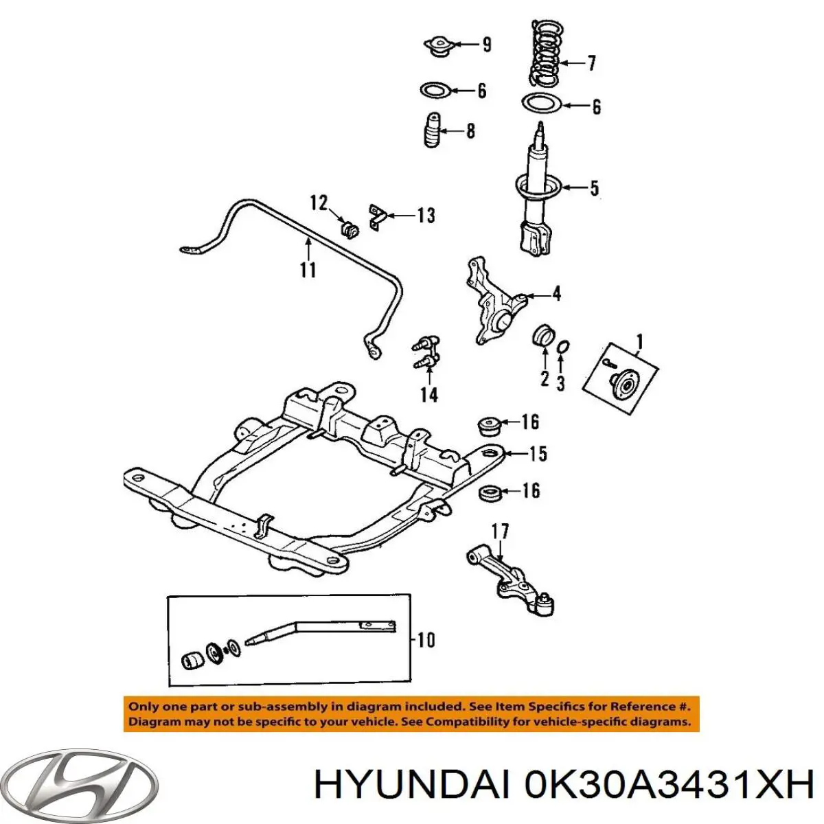 0K30A3431XH Hyundai/Kia розтяжка переднього нижнього важеля, права