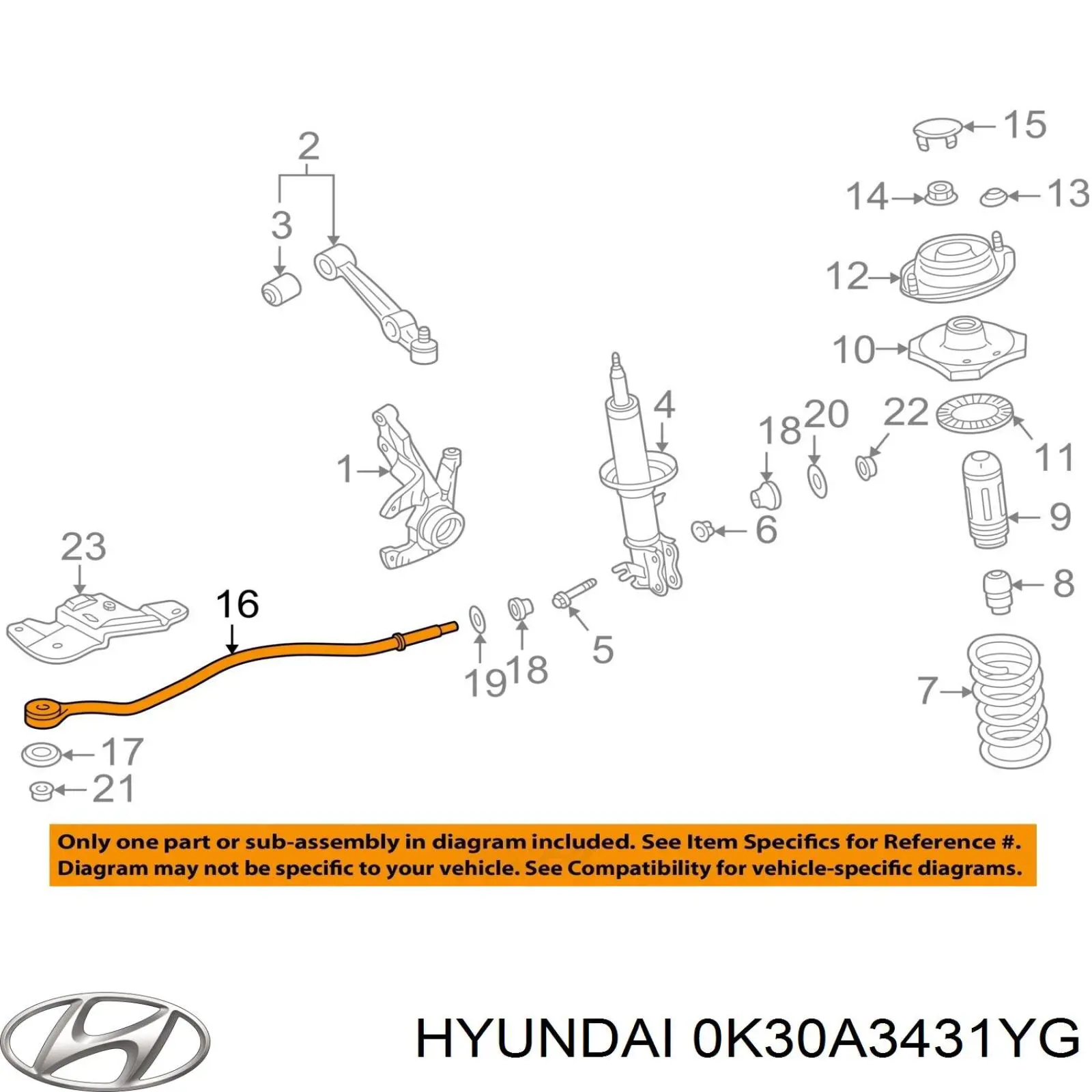 Розтяжка переднього нижнього важеля, ліва Hyundai/Kia 0K30A3431YG ціна, від 47.04 USD