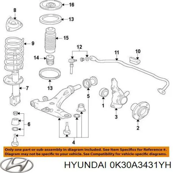 Купити 0K30A3431YH Hyundai/Kia Розтяжка переднього нижнього важеля, ліва