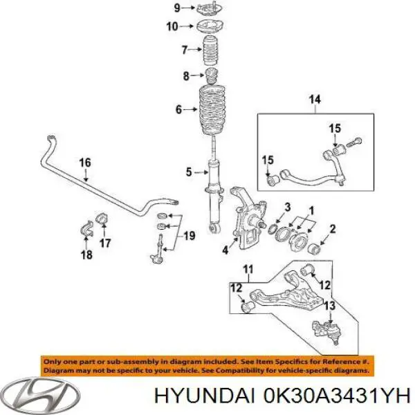 Розтяжка переднього нижнього важеля, ліва Hyundai/Kia 0K30A3431YH ціна, від 47.09 USD