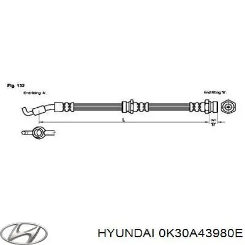 0K30A43980E Hyundai/Kia Гнучка гальмівна трубка передня
