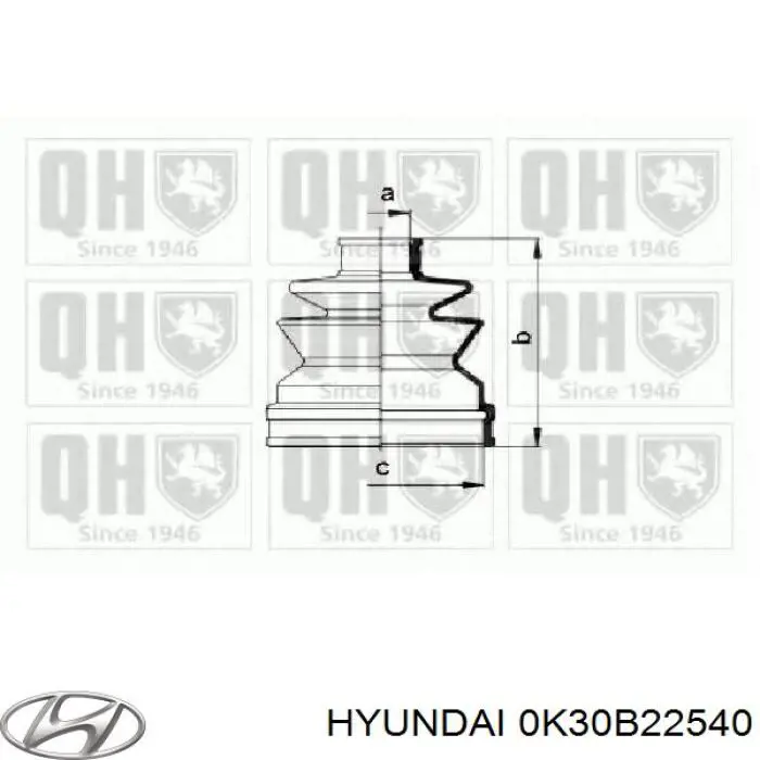 0K30B22540 Hyundai/Kia Пильник ШРКШ внутрішній, передній півосі