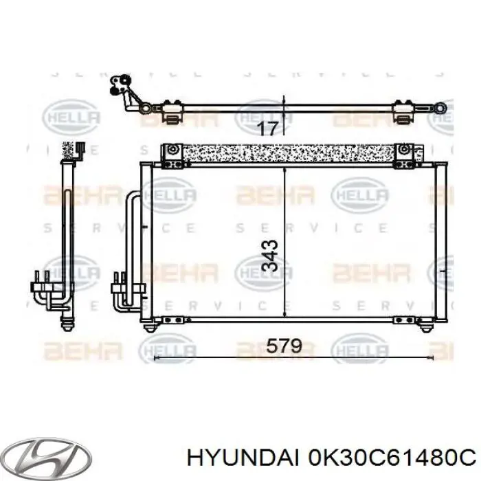0K30C61480C Hyundai/Kia радіатор кондиціонера