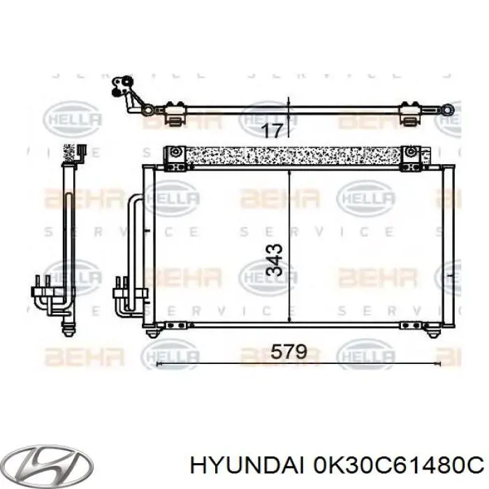 Радіатор кондиціонера 0K30C61480C Hyundai/Kia