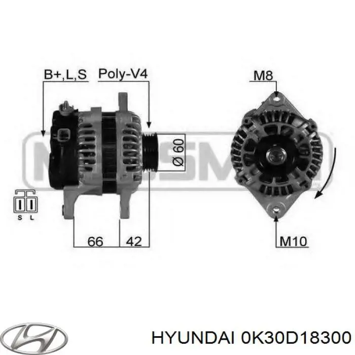 Генератор Hyundai/Kia 0K30D18300 ціна, від 119.58 USD