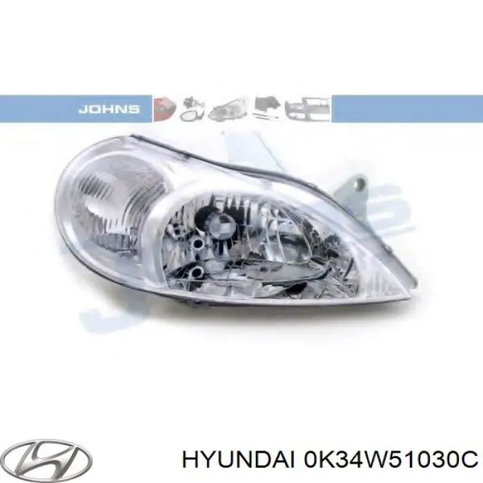 Купити 0K34W51030C Hyundai/Kia Права блок фара