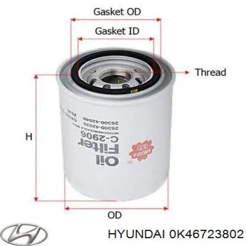 Масляний фільтр 0K46723802 Hyundai/Kia