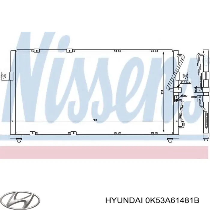 Радіатор кондиціонера 0K53A61481B Hyundai/Kia