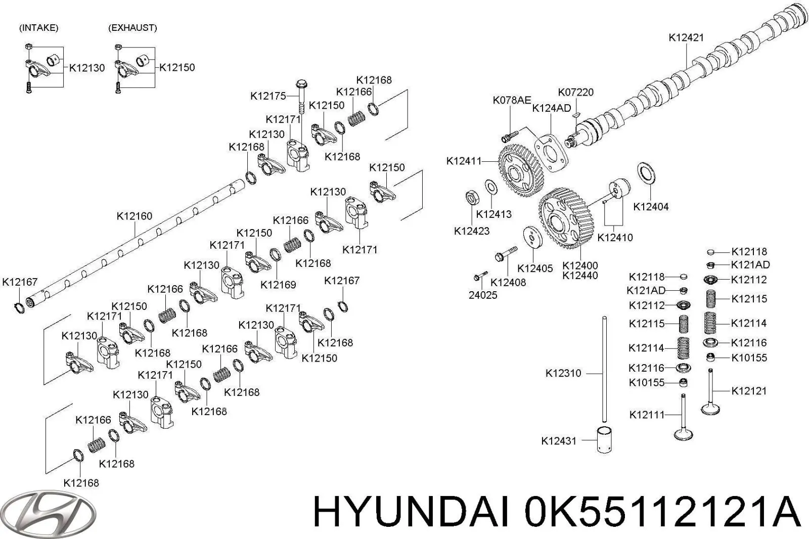 0K55112121A Hyundai/Kia клапан випускний