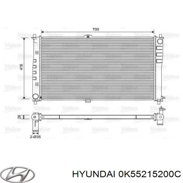 0K55215200C Hyundai/Kia Радіатор охолодження двигуна