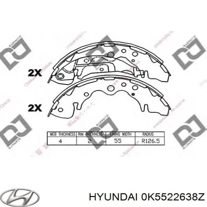 Колодки гальмові задні, барабанні Hyundai/Kia 0K5522638Z ціна, від 27.56 USD