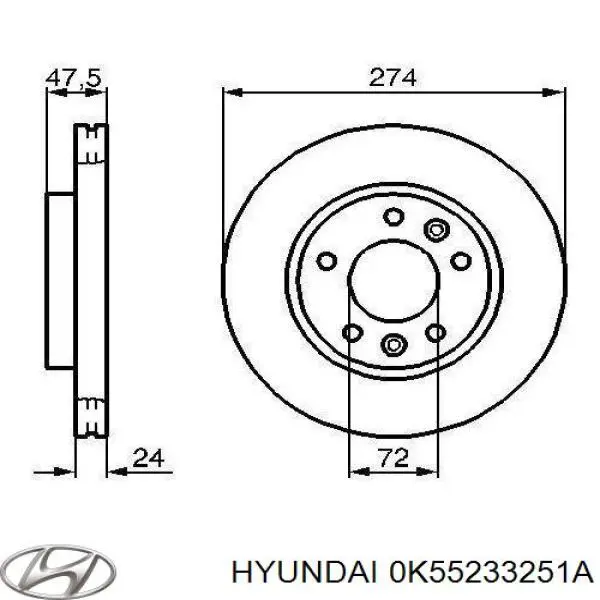 0K55233251A Hyundai/Kia диск гальмівний передній