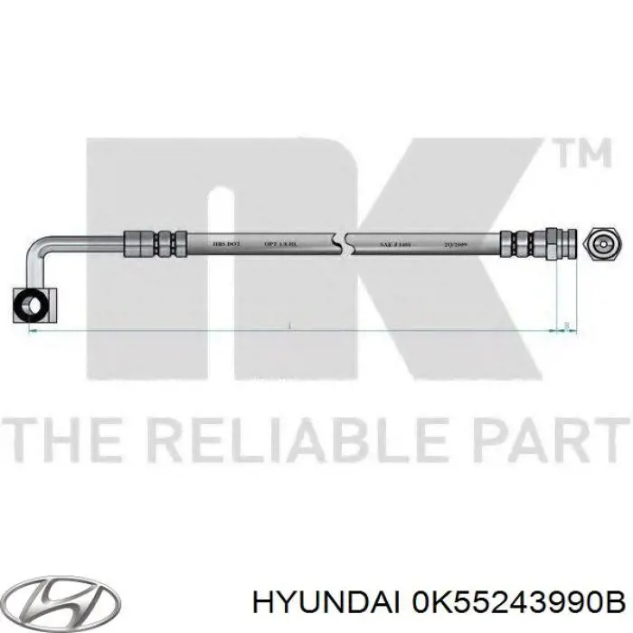 Купити 0K55243990B Hyundai/Kia Шланг гальмівний передній, лівий