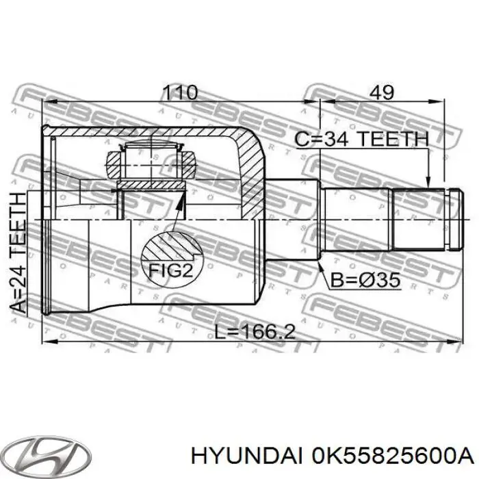 Граната колісна Hyundai/Kia 0K55825600A ціна, від 79.64 USD