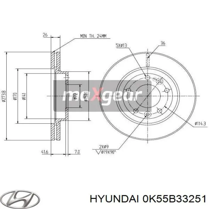 Купити 0K55B33251 Hyundai/Kia Ротор гальмівний