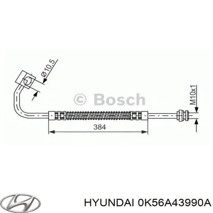 Шланг гальмівний передній, лівий Hyundai/Kia 0K56A43990A ціна, від 13.30 USD