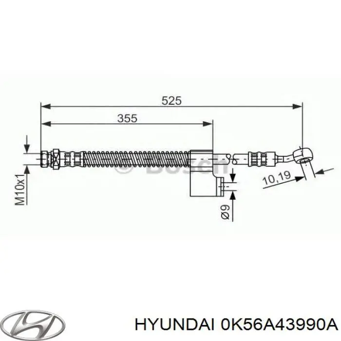 Купити 0K56A43990A Hyundai/Kia Шланг гальмівний передній, лівий