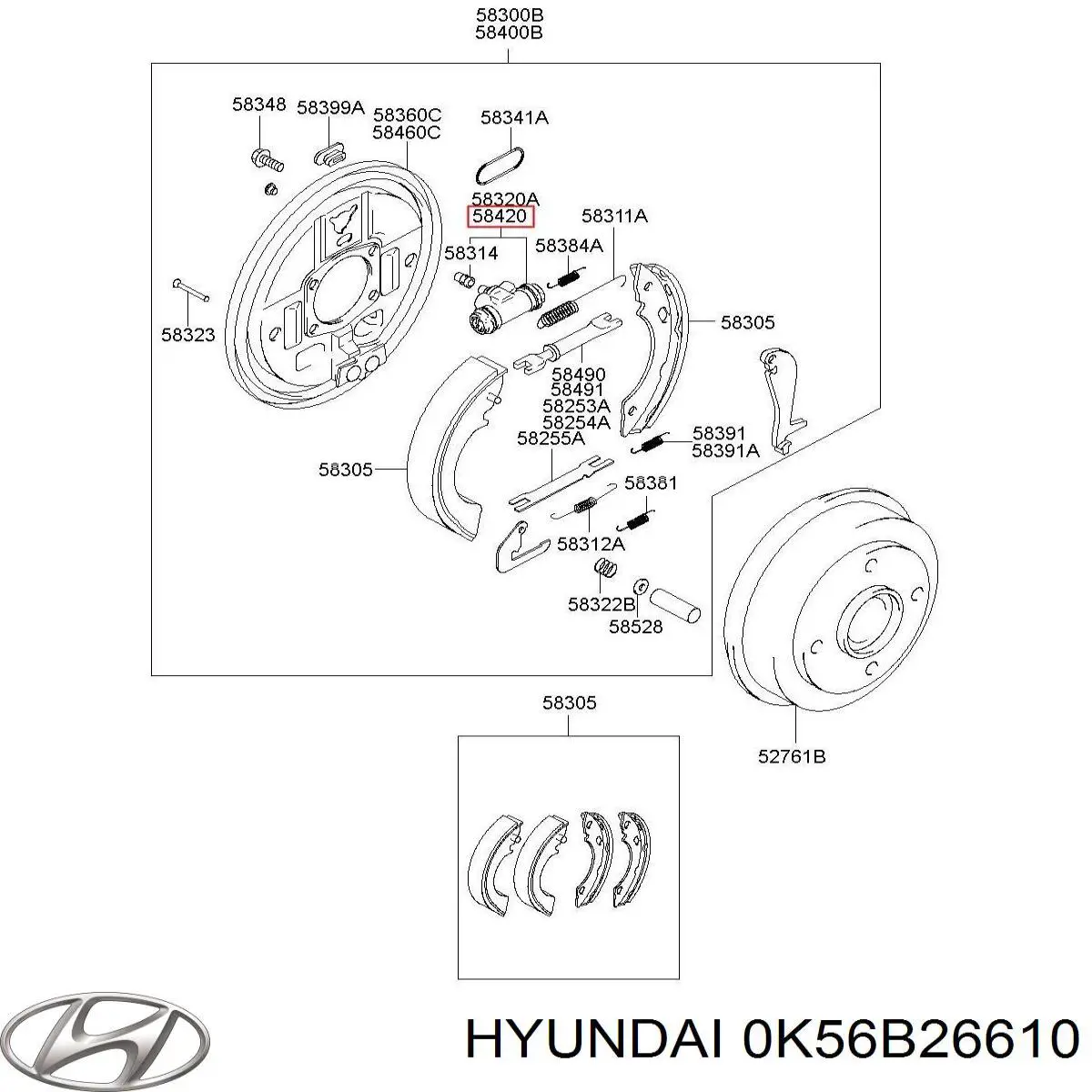 Циліндр гальмівний колісний/робітник, задній 0K56B26610 Hyundai/Kia