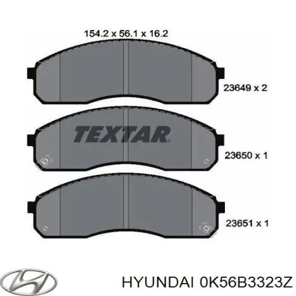 Купити 0K56B3323Z Hyundai/Kia Колодки гальмівні передні, дискові