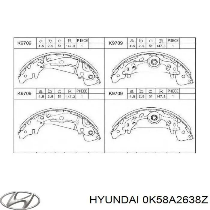 Купити 0K58A2638Z Hyundai/Kia Колодки гальмові задні, барабанні
