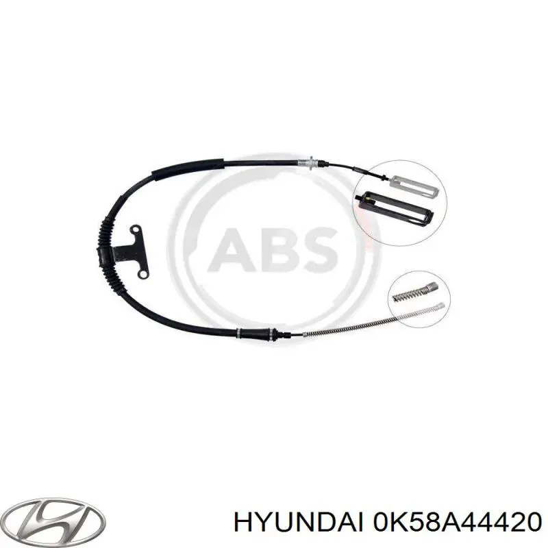 Купити 0K58A44420 Hyundai/Kia Трос ручного гальма задній, лівий