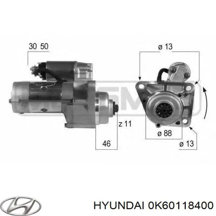 Купити 0K60118400 Hyundai/Kia Стартер