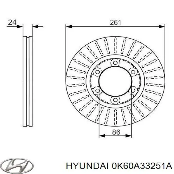 Купити 0K60A33251A Hyundai/Kia Ротор гальмівний