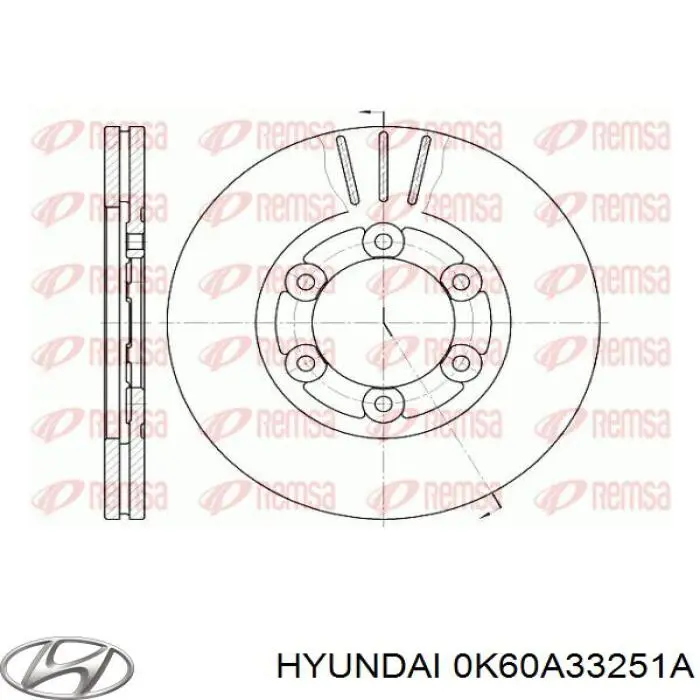 Гальмівні диски передні 0K60A33251A Hyundai/Kia