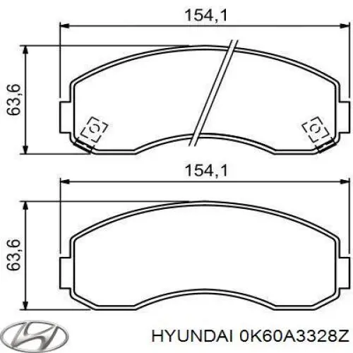 0K60A3328Z Hyundai/Kia Передні гальмівні колодки