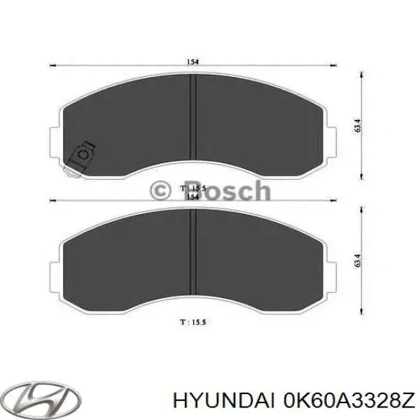 Гальмівні колодки Hyundai/Kia 0K60A3328Z ціна, від 24.53 USD