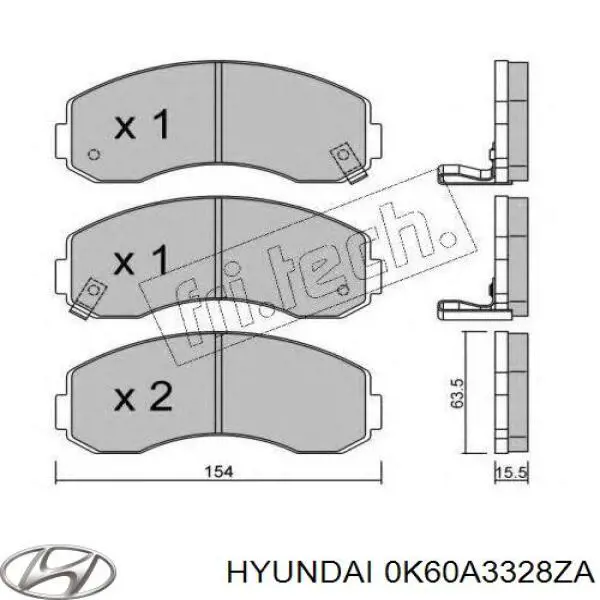 0K60A3328ZA Hyundai/Kia Передні гальмівні колодки