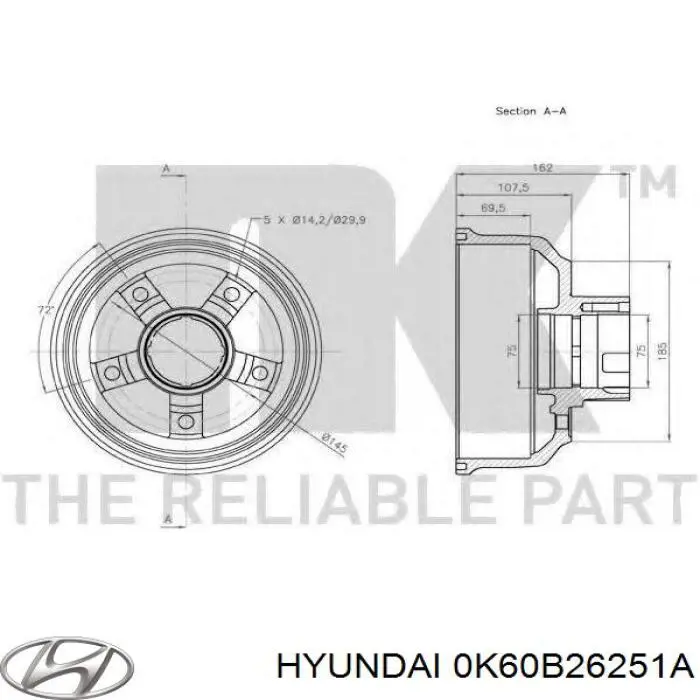 0K60B26251A Hyundai/Kia Барабан гальмівний задній