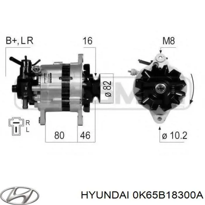 Генератор 0K65B18300A Hyundai/Kia