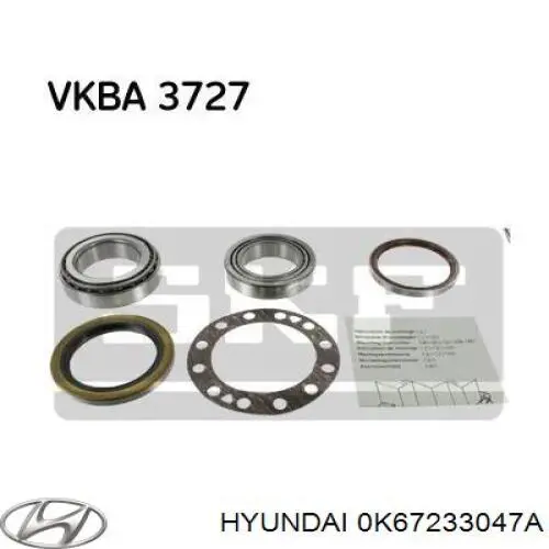Підшипник маточини передньої, зовнішній 0K67233047A Hyundai/Kia