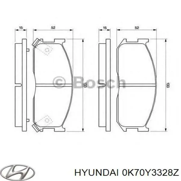 0K70Y3328Z Hyundai/Kia Передні гальмівні колодки