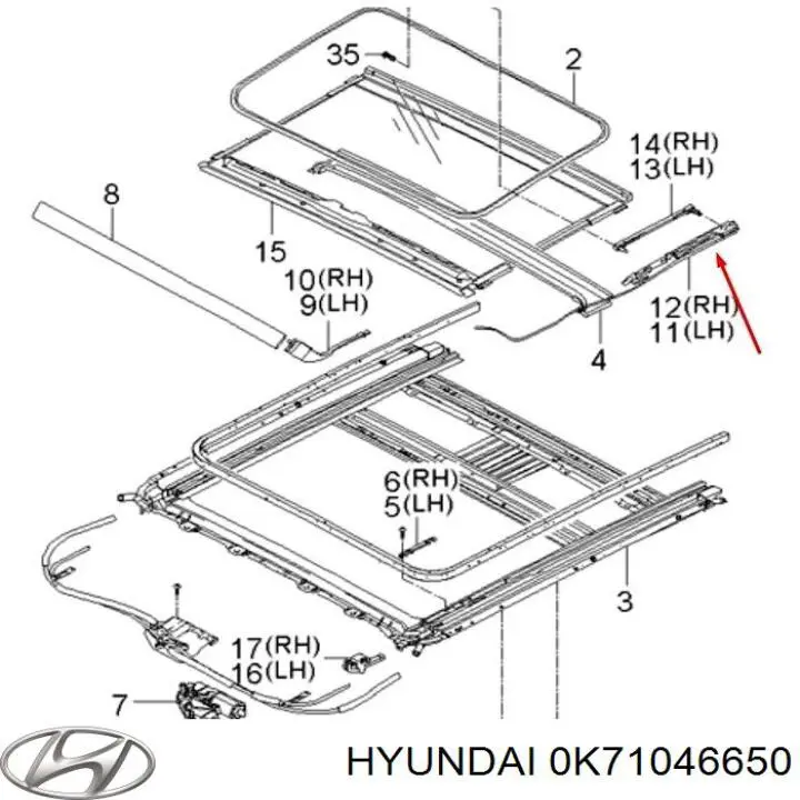 Накінечник тяги КПП 0K71046650 Hyundai/Kia