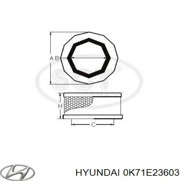 Повітряний фільтр 0K71E23603 Hyundai/Kia