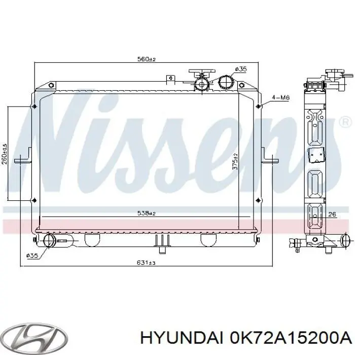 0K72A15200A Hyundai/Kia Радіатор охолодження двигуна