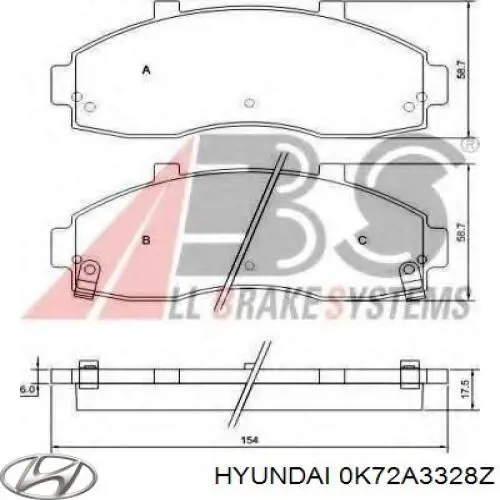 Тормозні колодки Hyundai/Kia 0K72A3328Z