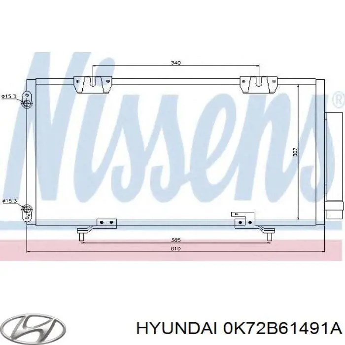 Радіатор кондиціонера 0K72B61491A Hyundai/Kia